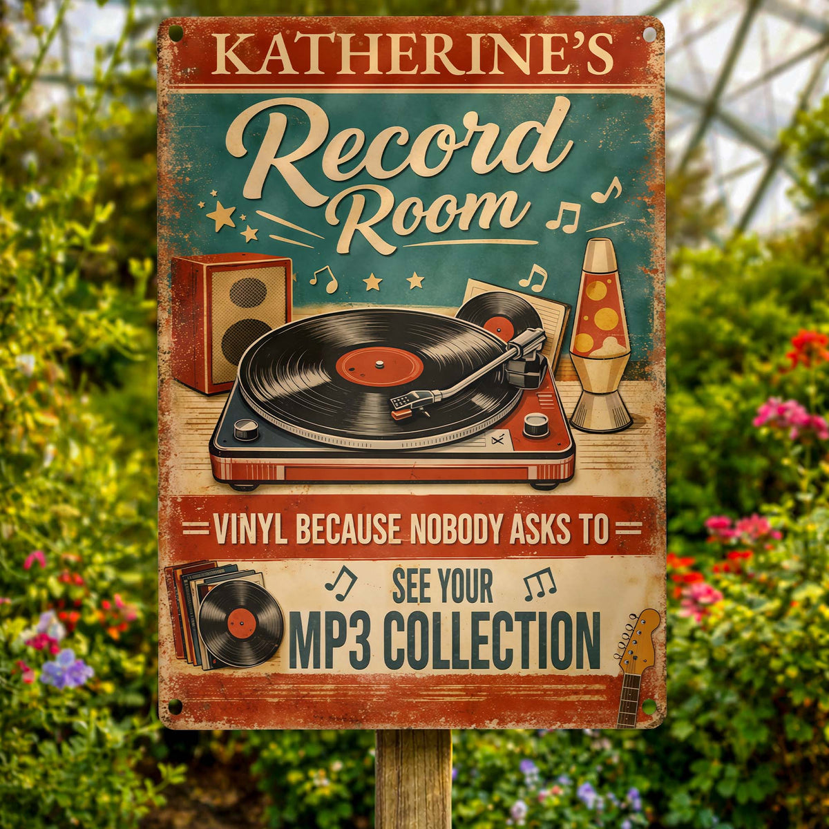 Record Room Vinyl Collection Personalized Metal Sign, Gift For Music Lovers