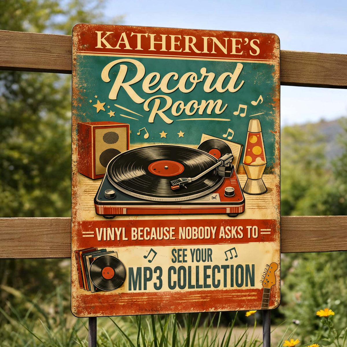 Record Room Vinyl Collection Personalized Metal Sign, Gift For Music Lovers