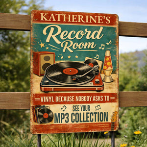 Record Room Vinyl Collection Personalized Metal Sign, Gift For Music Lovers