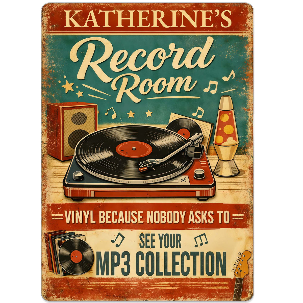 Record Room Vinyl Collection Personalized Metal Sign, Gift For Music Lovers