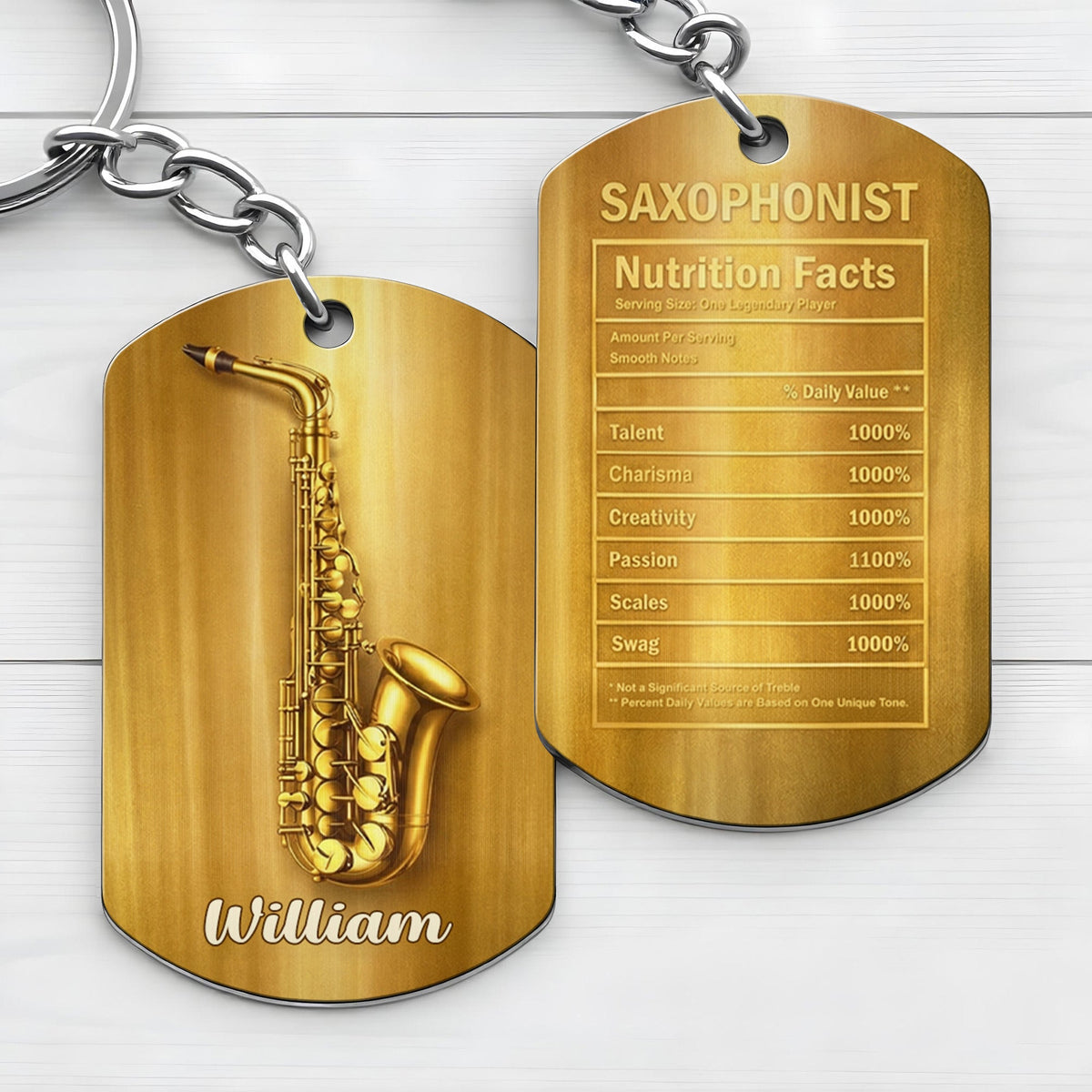 Saxophonist Nutrition Facts Keychain, Gift For Musicians and Jazz Lovers
