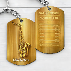 Saxophonist Nutrition Facts Keychain, Gift For Musicians and Jazz Lovers