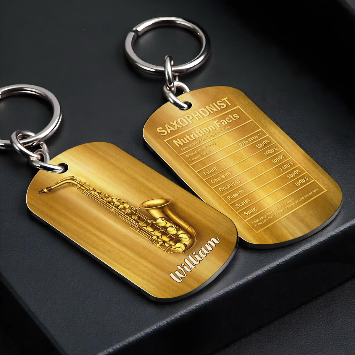 Saxophonist Nutrition Facts Keychain, Gift For Musicians and Jazz Lovers