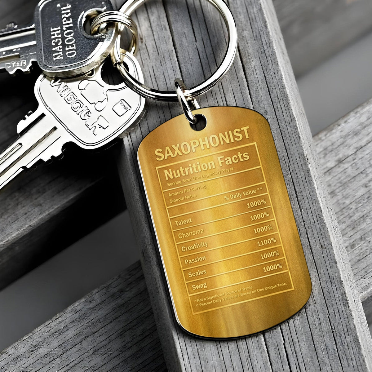 Saxophonist Nutrition Facts Keychain, Gift For Musicians and Jazz Lovers