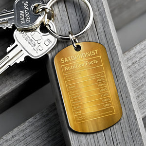 Saxophonist Nutrition Facts Keychain, Gift For Musicians and Jazz Lovers