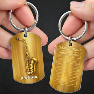 Saxophonist Nutrition Facts Keychain, Gift For Musicians and Jazz Lovers