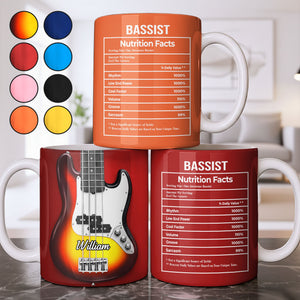 Bassist Nutrition Facts, Personalized Custom Coffee Mug, Gift For Bassist
