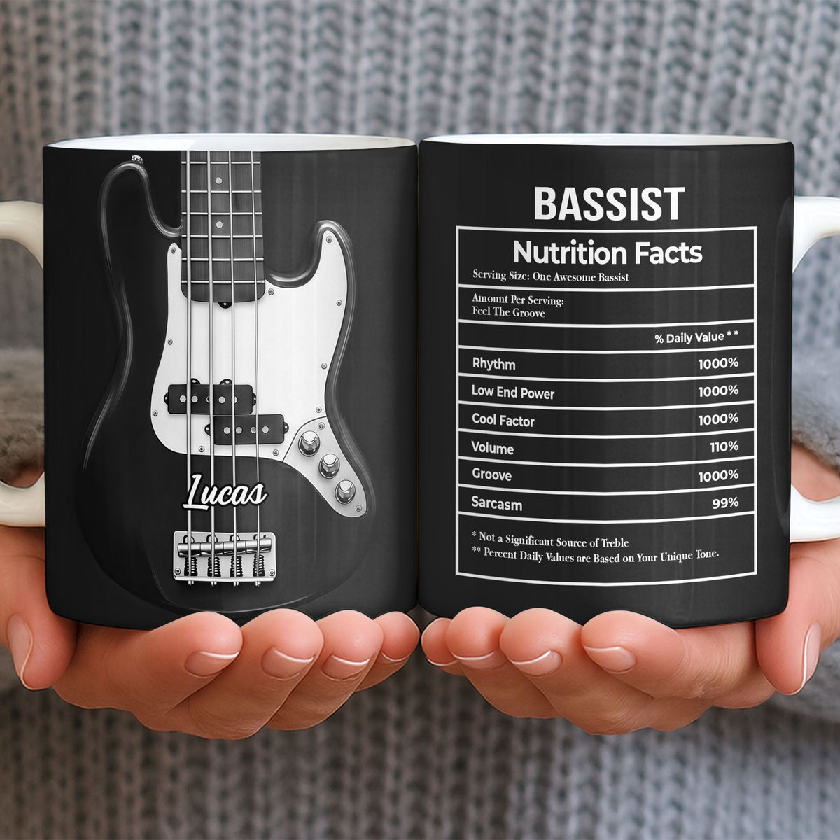 Bassist Nutrition Facts, Personalized Custom Coffee Mug, Gift For Bassist