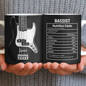 Bassist Nutrition Facts, Personalized Custom Coffee Mug, Gift For Bassist