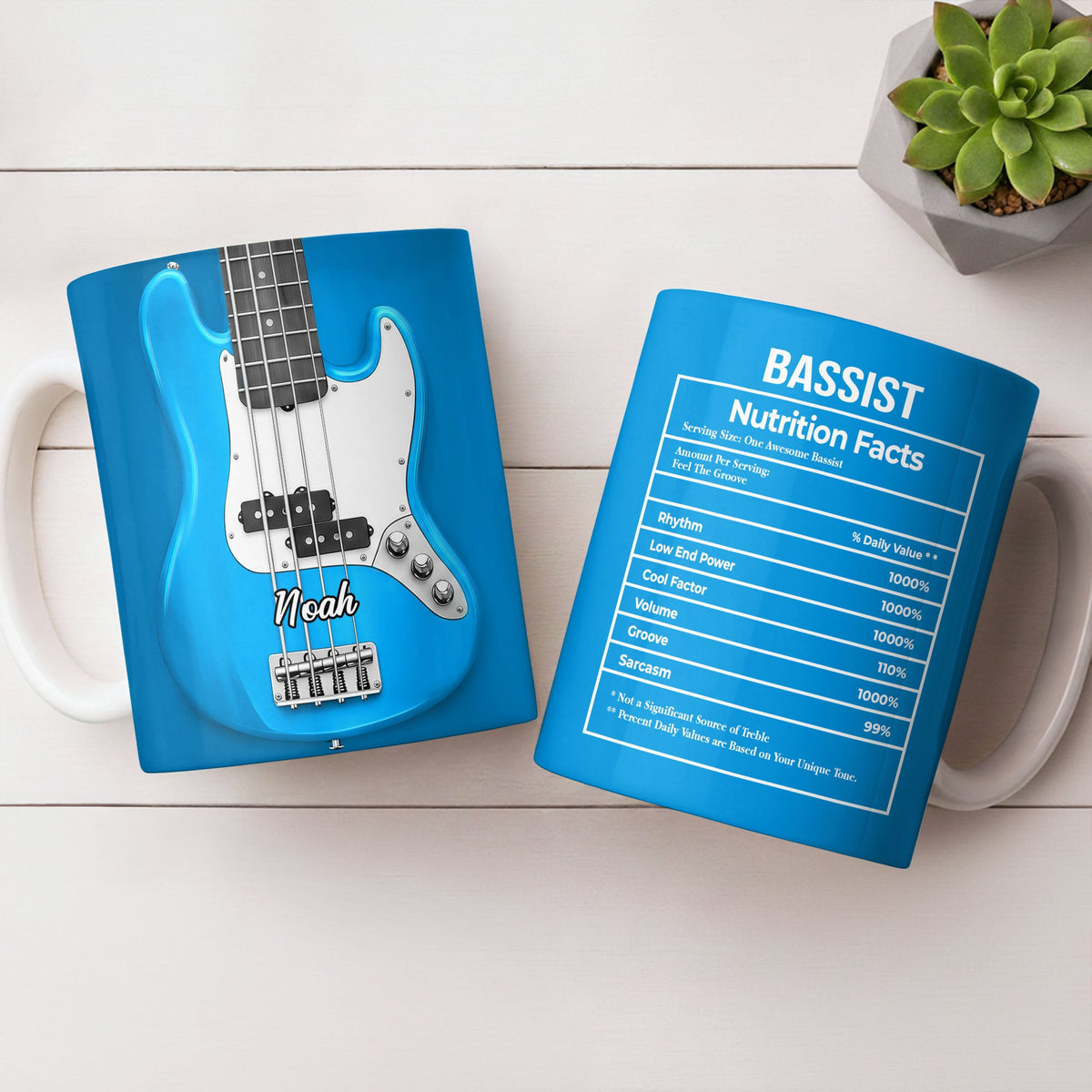 Bassist Nutrition Facts, Personalized Custom Coffee Mug, Gift For Bassist