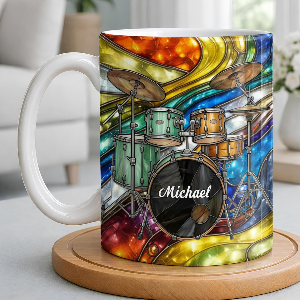 Music Is The Heartbeat Drum Set, Coffee Mug, Gift For Drummers