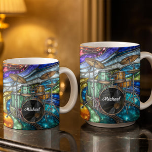 Music Is The Heartbeat Drum Set, Coffee Mug, Gift For Drummers