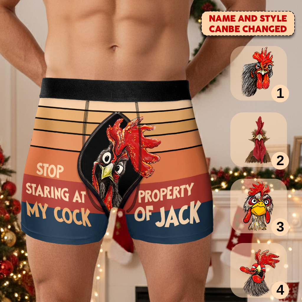 Funny Chicken Men's Boxer Briefs - Personalized Couple Men s Boxer Briefs