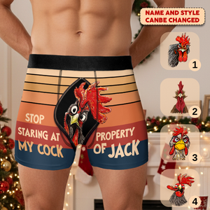 Funny Chicken Men's Boxer Briefs - Personalized Couple Men s Boxer Briefs