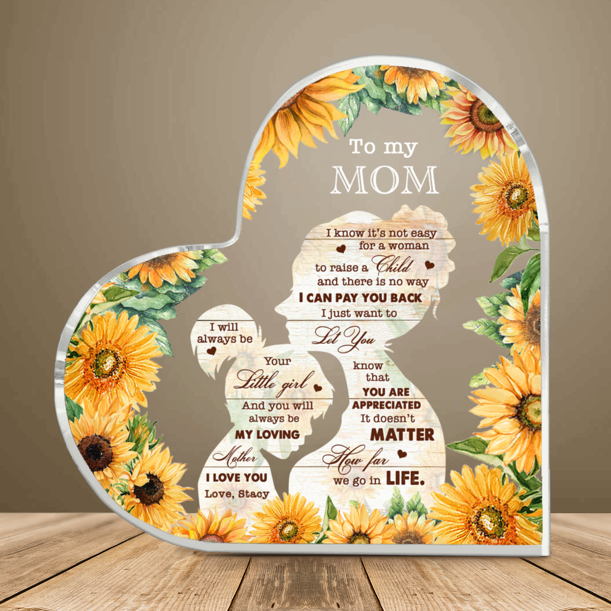 To My Mom Personalized Acrylic Plaque, Mother s Day Gift, Gifts for Mom, Birthday Gift for Mom