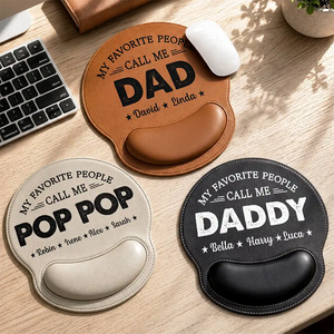 My Favorite People Call Me Daddy Grandpa - Personalized Leather Mouse Pad