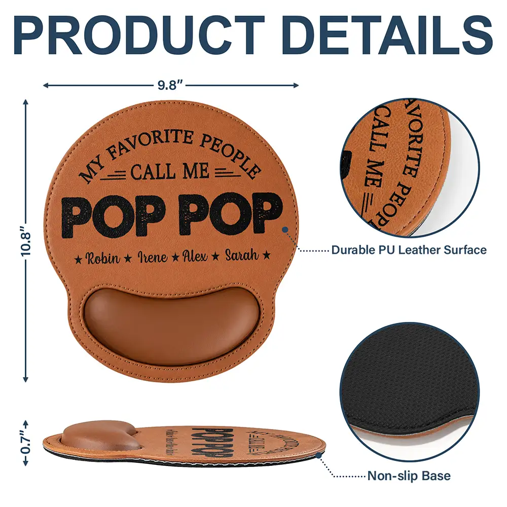 My Favorite People Call Me Daddy Grandpa - Personalized Leather Mouse Pad