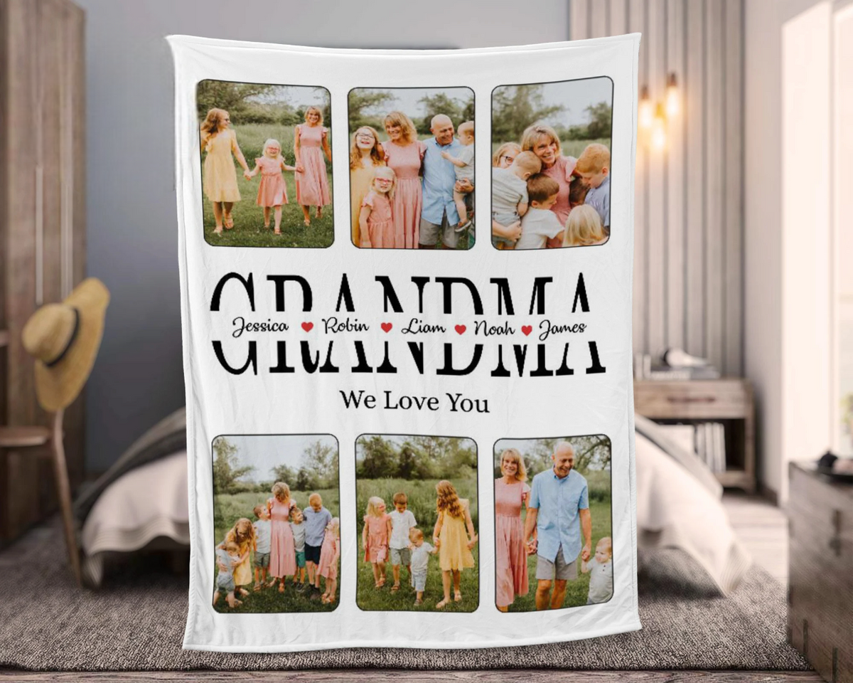 Personalized Grandma Photo Collage Blanket, Mother's Day Gifts, Grandma Photo Blanket, Gift for Grandma Chritsmas Gift Grandma Gifts