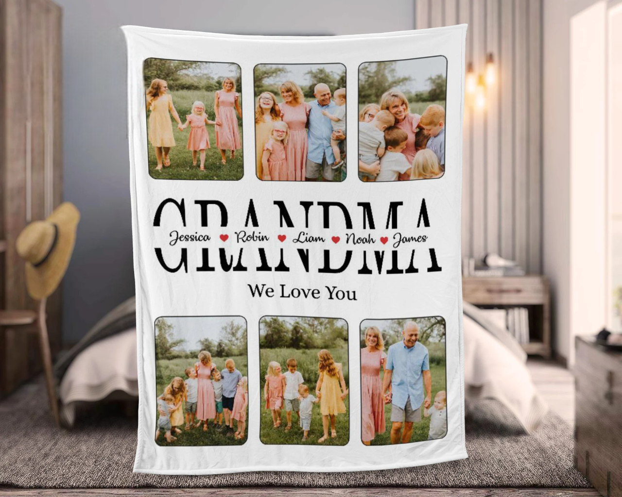 Personalized Grandma Photo Collage Blanket, Mother's Day Gifts, Grandma Photo Blanket, Gift for Grandma Chritsmas Gift Grandma Gifts