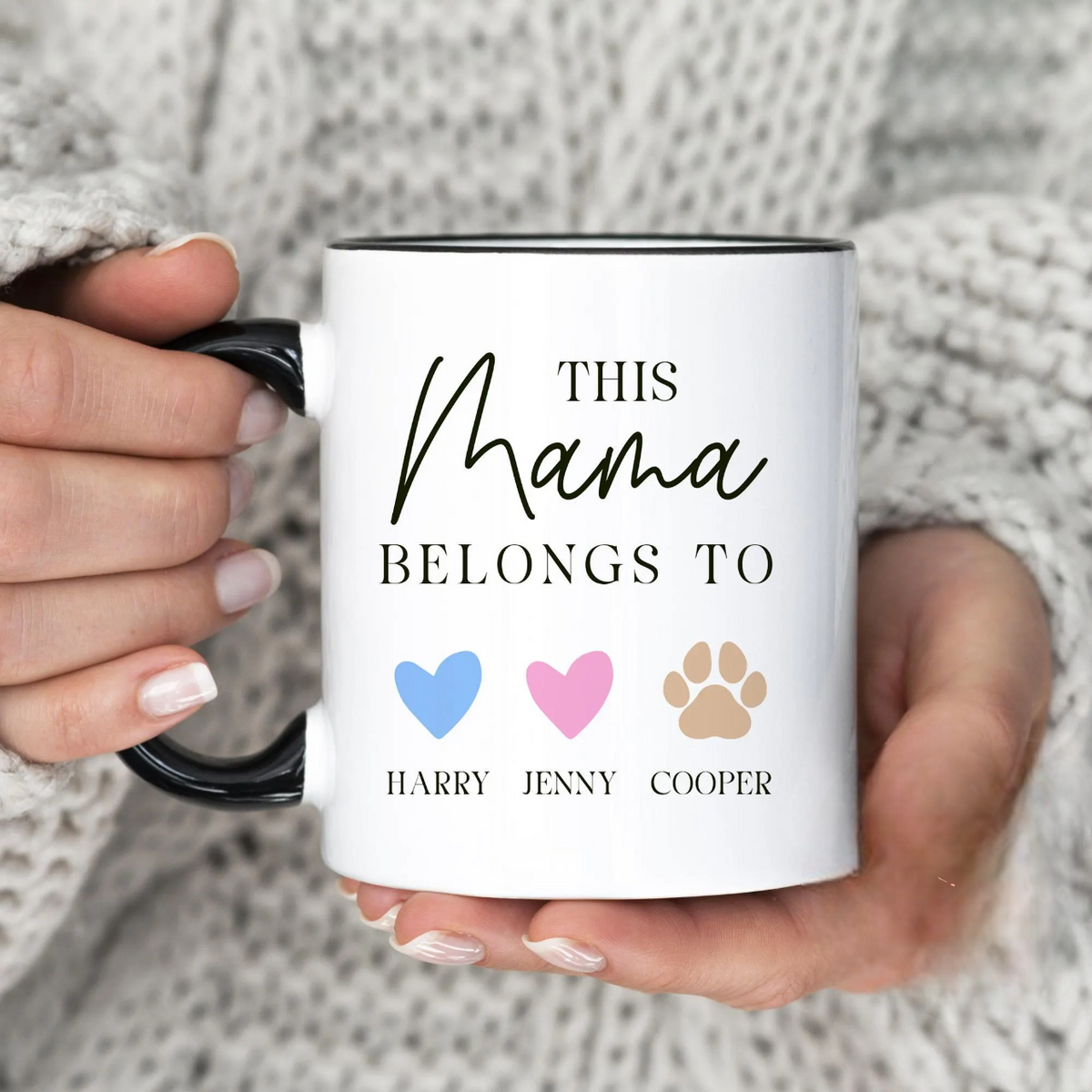 Personalized Mother's Day Mug for Mom, Custom Mama Coffee Cup with Kids & Pets Names, Unique Mother's Day Present
