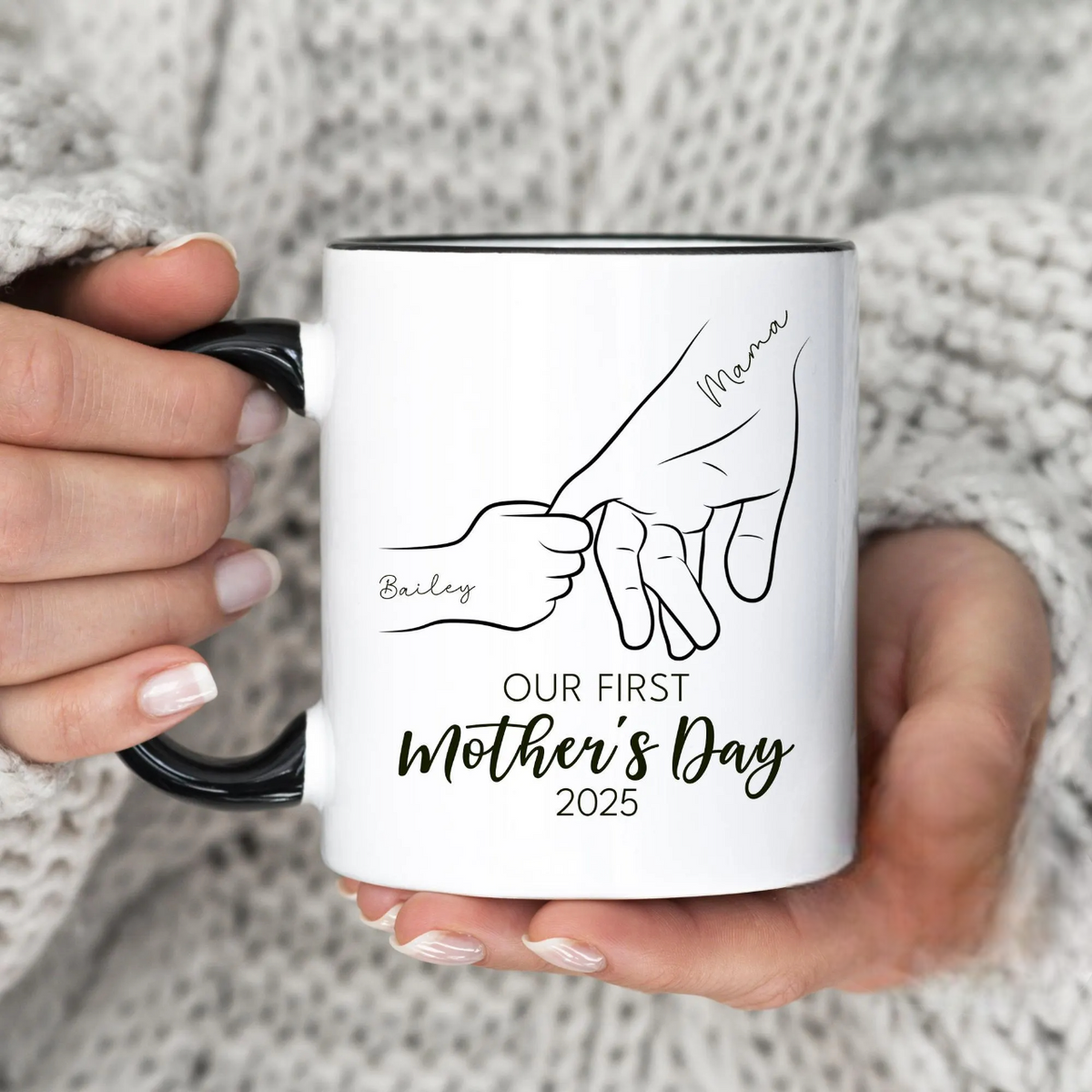 Personalized Our First Mother's Day Mug, Custom Name Coffee Cup for New Moms, Unique Keepsake for Mother's Day 2026