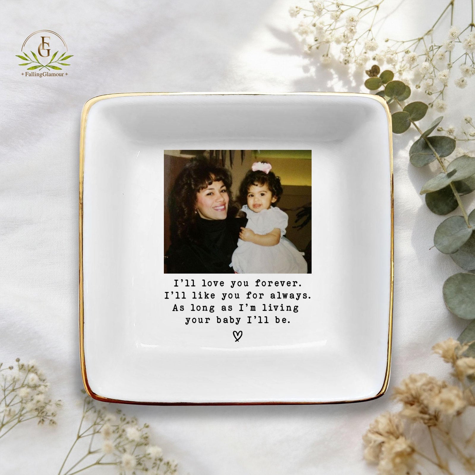 Custom Photo Mother of The Bride Jewelry Dish, Mother of The Bride Jewelry Plate, Custom Jewelry Tray for Mom, Wedding Favor Gift For Mom