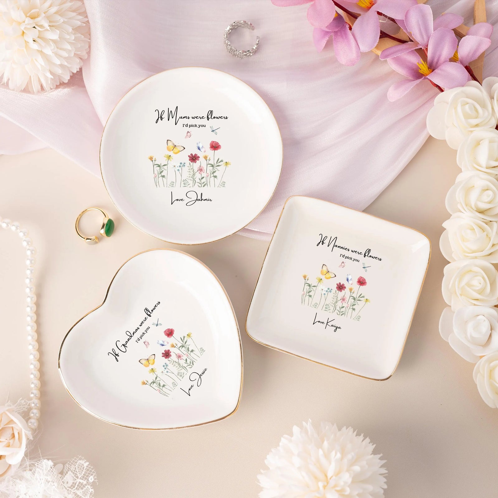 Personalized Grandma Ring Dish,If Nana's Were Flowers Jewelry Dish,Mothers Day Gift,Gift for Grandma from Grandkids,Birthday Ring Dish Gift