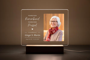 Personalized LED Memorial Plaque: In Loving Memory Remembrance Loss Sympathy Memorial Photo Gift