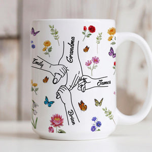 Personalized Holding Grandma's Hand Mug, Mothers Day Gift for Grandma, Grandma Gifts