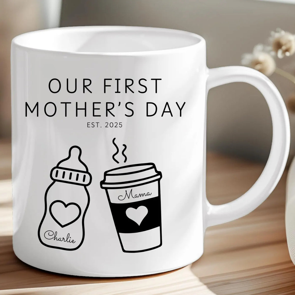 Custom First Mother s Day Mug, Personalized Gift for New Mom, First Time Mom Keepsake, Sentimental Mom Gift w Baby Name