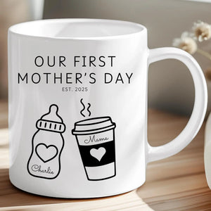 Custom First Mother s Day Mug, Personalized Gift for New Mom, First Time Mom Keepsake, Sentimental Mom Gift w Baby Name