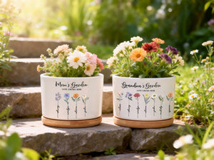 Grandma s Garden Personalized Birth Flower Pot, Custom Names Planter for Nana, Mother s Day Gift from Daughter, Family Birth Month Flowers