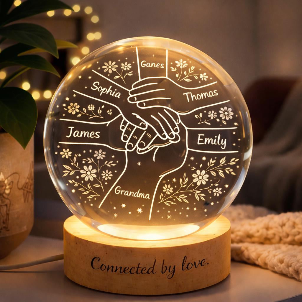 Personalized Crystal Ball Lamp, Custom Grandchildren Names, Grandmother Keepsake Light, Grandma Gift, The Day You Became My Mom Decor Home