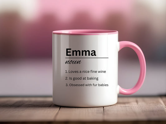Personalised Name Definition Grey Satin Mug Laser Engraved Gifts Ideas Presents For Mum Dad Birthday Christmas Mothers Fathers Day