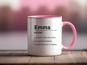 Personalised Name Definition Grey Satin Mug Laser Engraved Gifts Ideas Presents For Mum Dad Birthday Christmas Mothers Fathers Day
