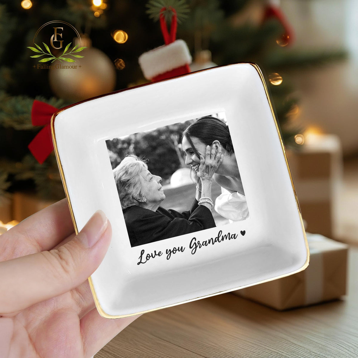 Personalized Grandma Photo Jewelry Dish: Ceramic Trinket Tray Gift for Grandma, Grandma Gifts, Nana Gift, Gift For Mom,Thank You Mom Grandma