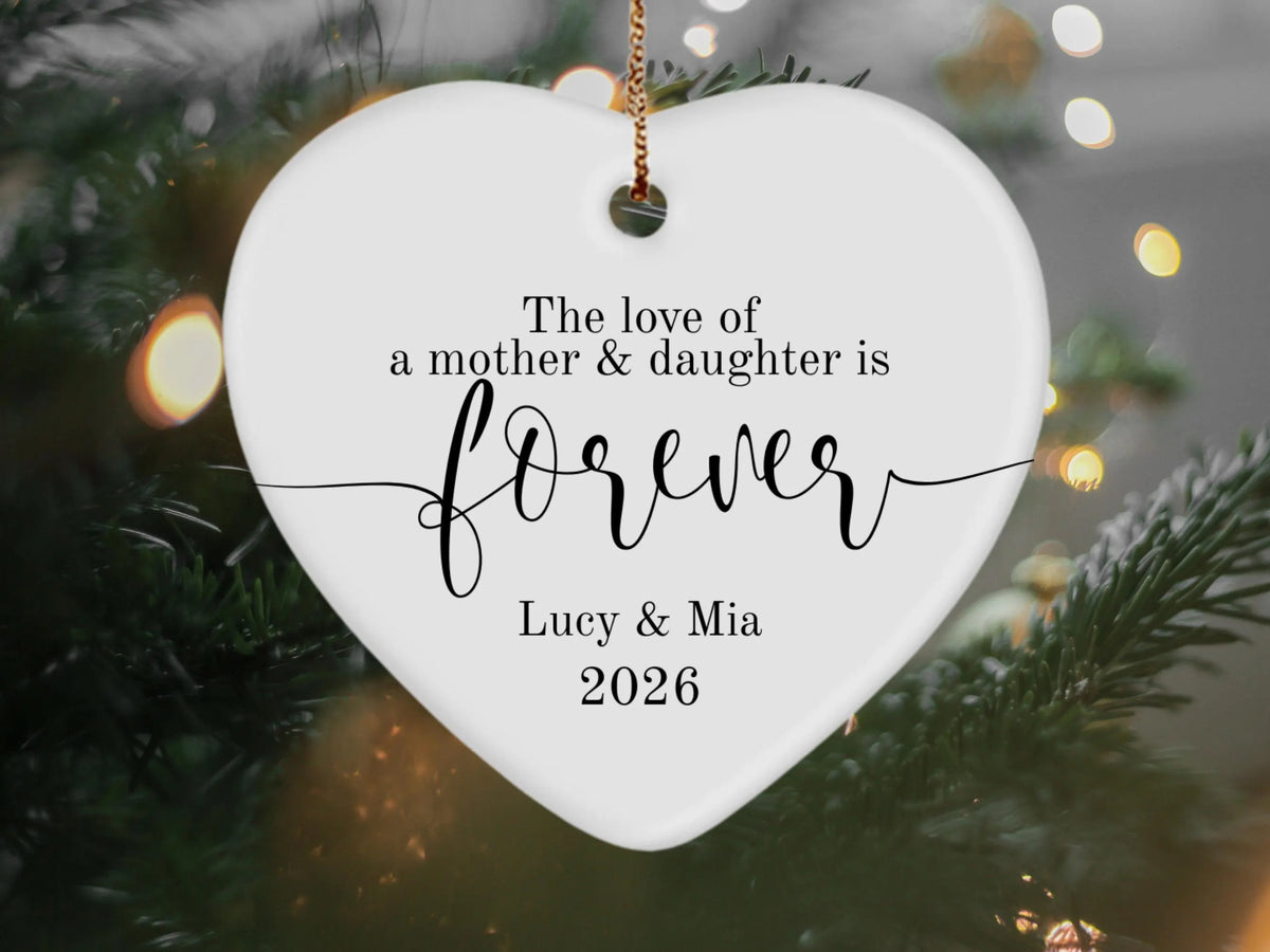 Mother Daughter Heart Love Ornament Ceramic Heart Keepsake Gift for Mom and Daughter, Sentimental Family Love Decoration, Meaningful Mother Daughter Bond Memorial Ornament
