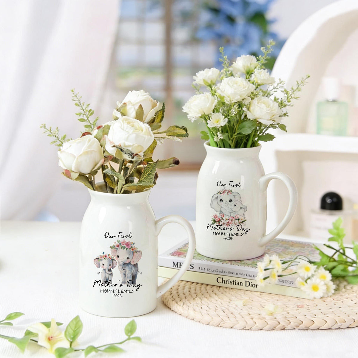 Personalized Our First Mother's Day Vase - Gift for New Mom/Mama/Mum/Mummy, Handcrafted Ceramic Keepsake, The Perfect Surprise Gift for Her