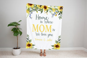 Personalized Mother's Day Blanket for Mom- Custom Mother's Day Gift - Sunflower Blanket with Names- Throw Blanket - Family Blanket from Kids