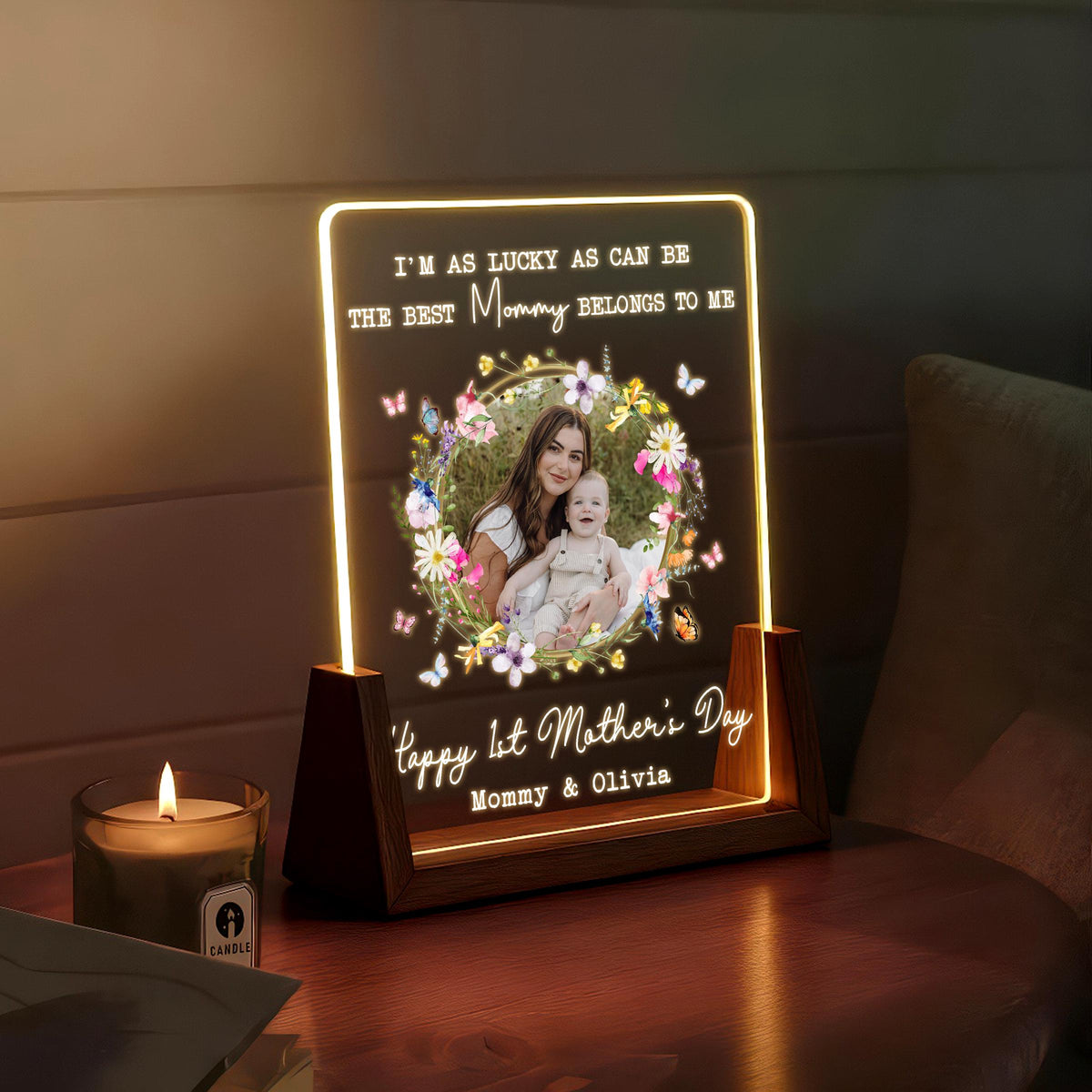 First Mother s Day Photo Lamp Personalized Mom & Baby LED Night Light, Custom Mother s Day Gift from New Daughter