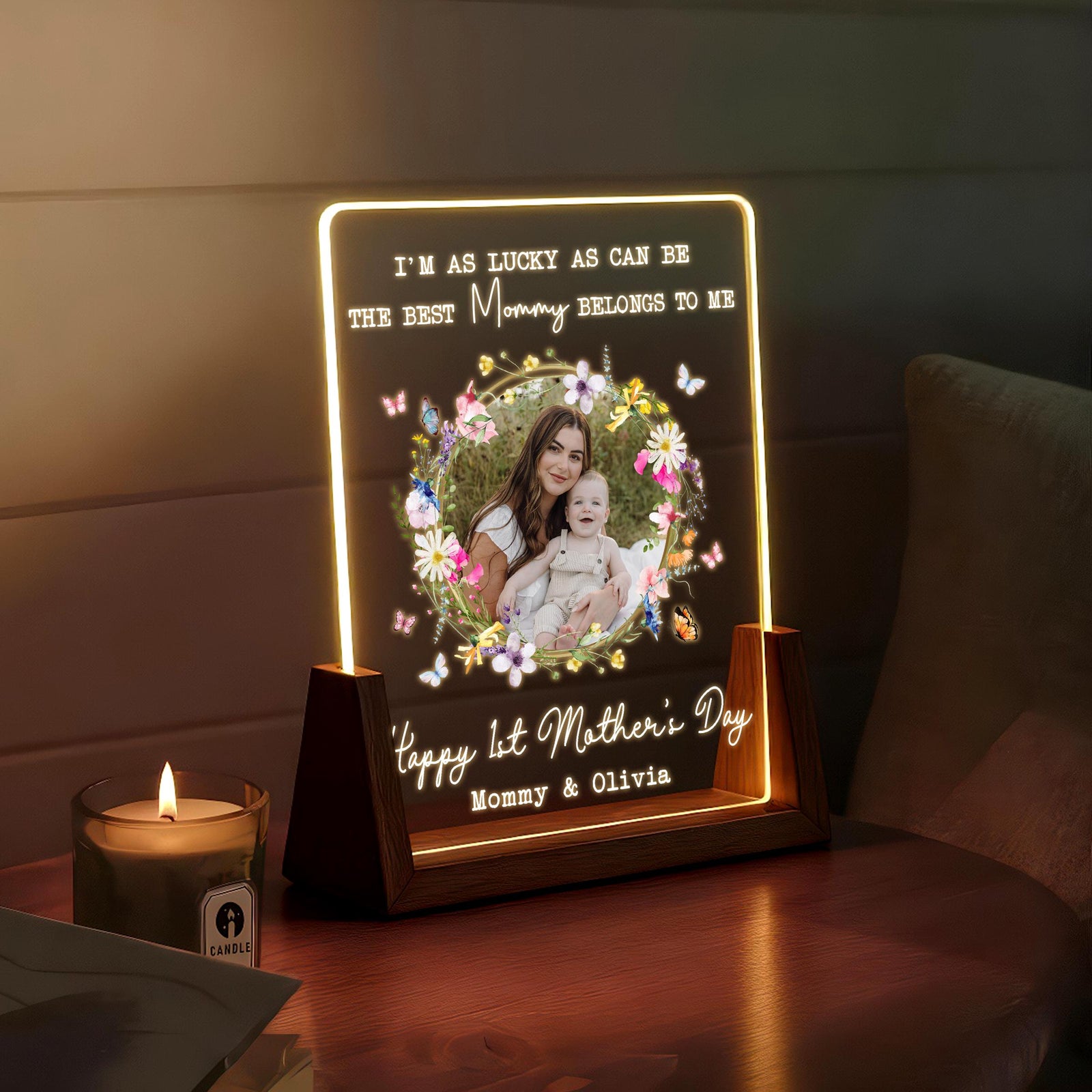 First Mother s Day Photo Lamp Personalized Mom & Baby LED Night Light, Custom Mother s Day Gift from New Daughter