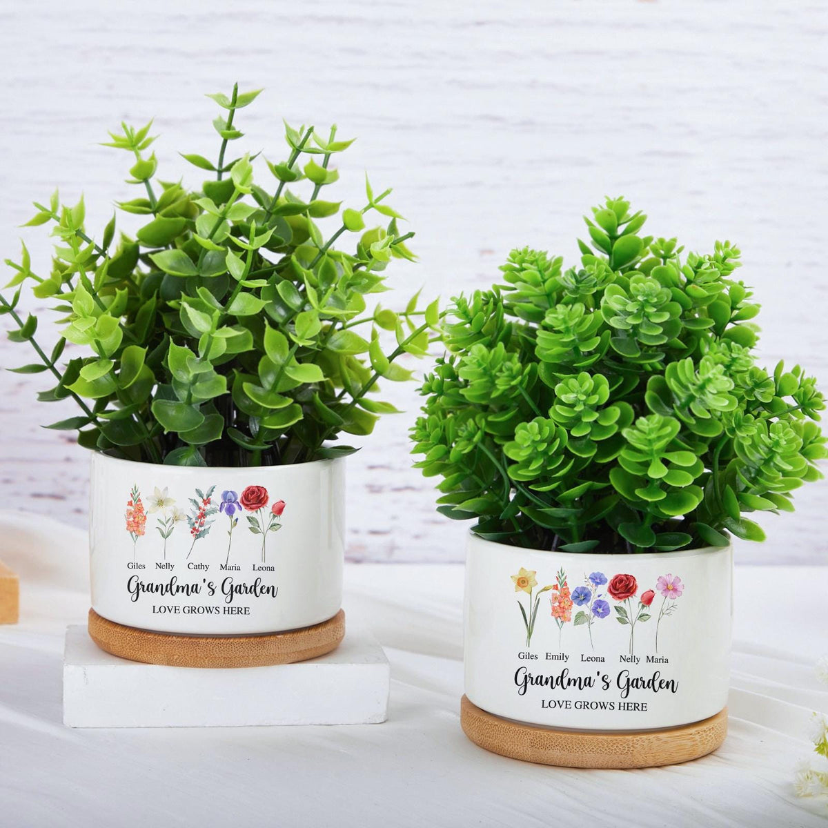 Personalised Birth Flower Mini Pot, Mothers Day Plant Pot, Grandma's Garden Pot for Mom Nanny, Family Flower Plant Pot, Perfect Gift for Her