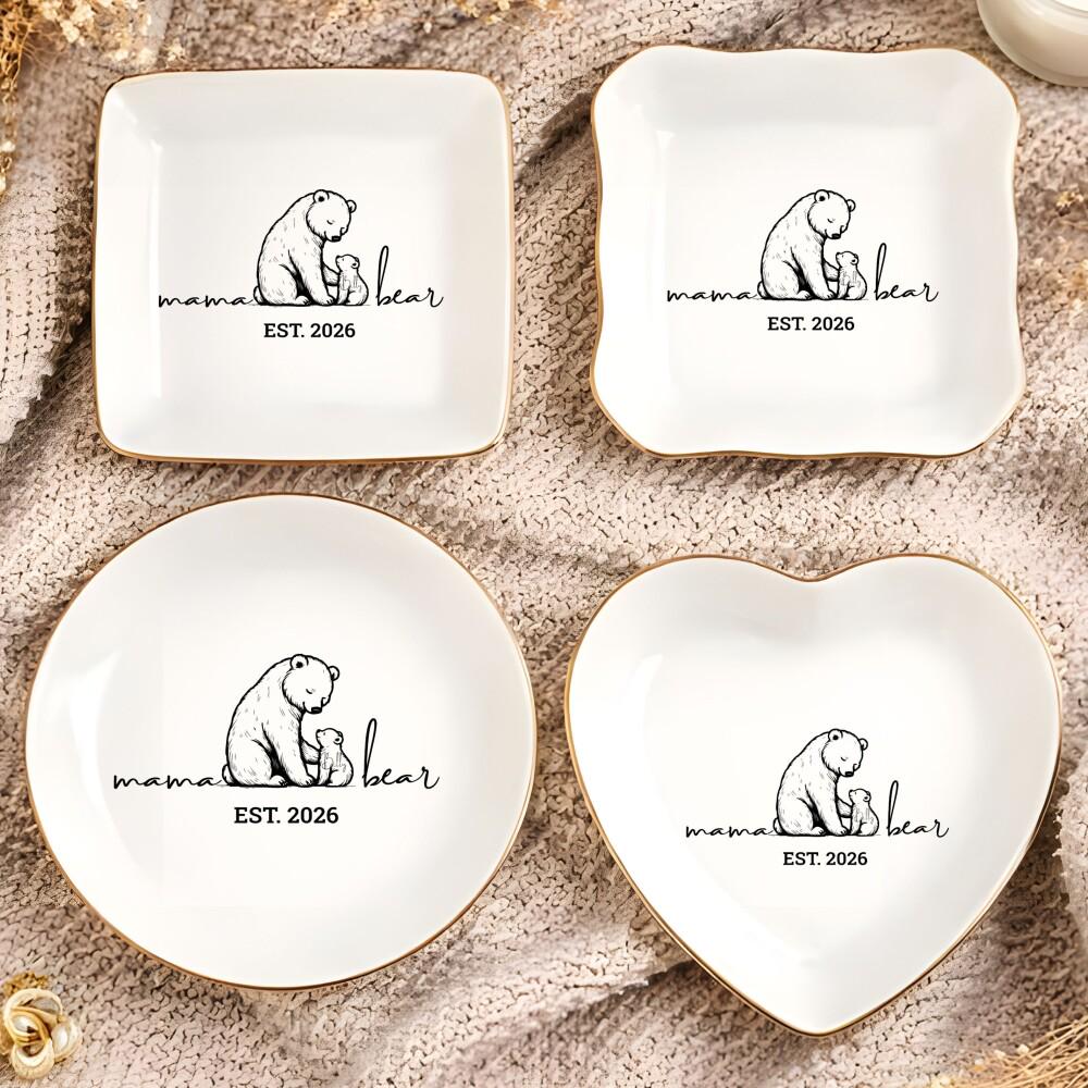 Mama Bear Jewelry Dish, Personalized Jewelry Dish for Mom, Custom Mom Gift, Mother s Day Gift, New Mom Keepsake, Custom Trinket Tray