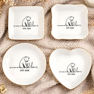 Mama Bear Jewelry Dish, Personalized Jewelry Dish for Mom, Custom Mom Gift, Mother s Day Gift, New Mom Keepsake, Custom Trinket Tray
