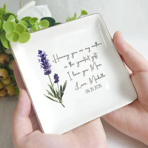 Personalized Flower Ring Dish For Mommy Custom Jewelry Holder Birthday Trinket Tray Mothers Day Gift For Mom For Grandma For Nana