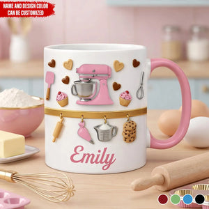 Every Recipe Made With Love - Personalized Baking Mug, Baking Tools Design, Kitchen Lover Gift, Mother's Day Gift, Custom Name Coffee Mug