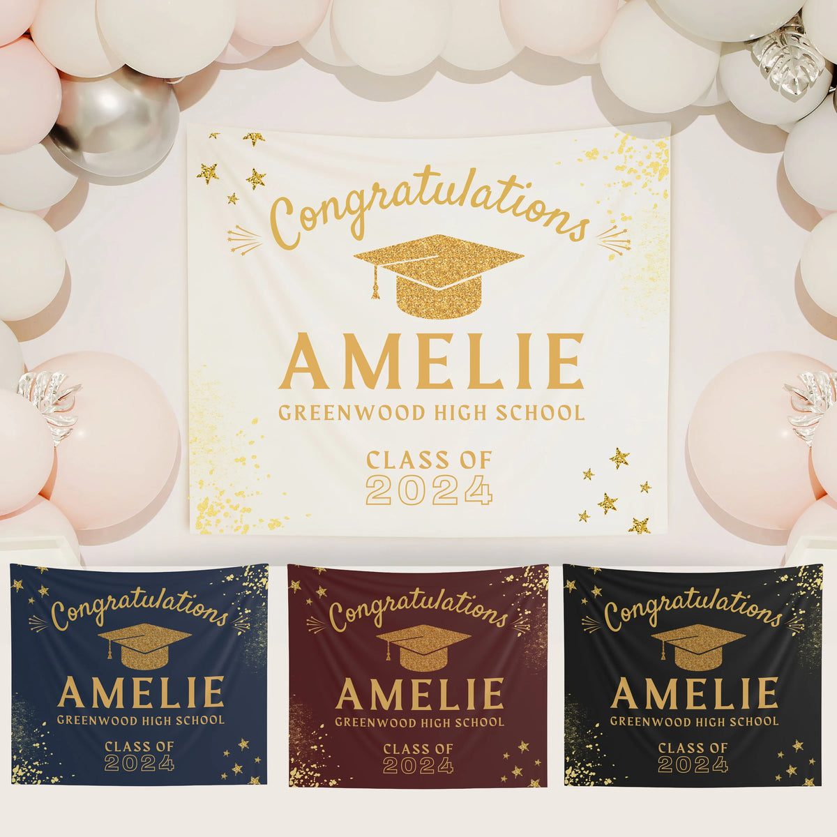Custom Graduation Backdrop 2026, Personalized Grad Party Banner