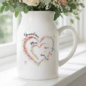 Custom Grandma Heart Flower Vase, Flower Vase for Nana, Vase with Kids Name, Mothers Day Gift, Gift from Grandkids, Grandma Vase, Mom Gift
