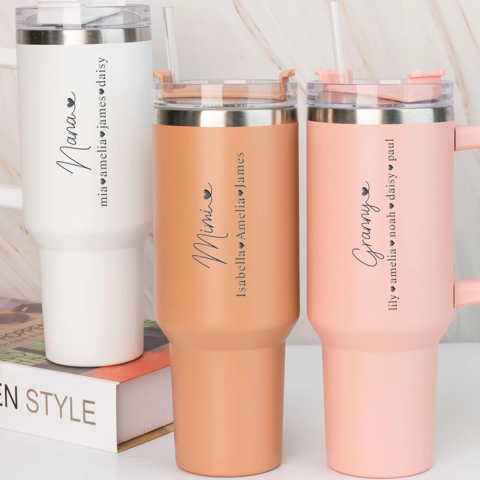 Personalized 40oz Tumbler Gifts for Grandma, Custom Kid's Names Engraved Cup, Mother's Day Gifts for Nana, Mimi From Grandchildren