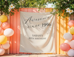 Custom 30th Birthday Banner | Photo Booth Backdrop | 30th Party Decorations | Birthday Sign